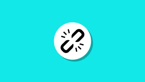 Broken link chain icon animation on blue background representing 404 error .. Stock Footage 327762793