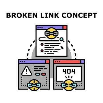 Broken link concept analyzing web page error Stockillustratie