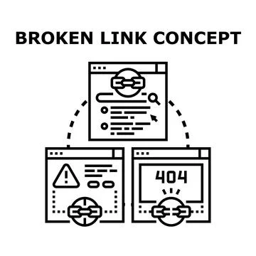 Broken link concept analyzing web page error Stock Illustration