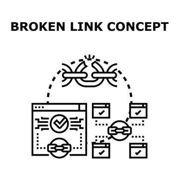 Broken link concept discovering missing internet page Illustration