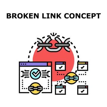 Broken link concept discovering missing internet page Stock Illustration