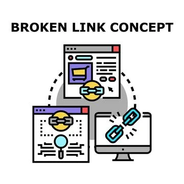 Broken link concept with website navigation problem Stock Illustration