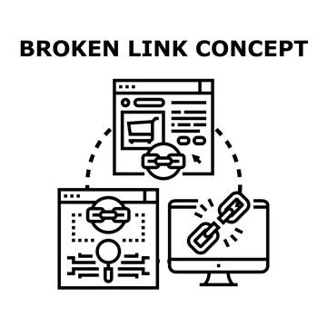 Broken link concept with website navigation problem Stock Illustration
