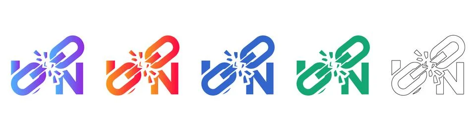 Broken Link Connection Icon Set Stock Illustration