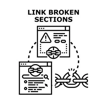 Broken link connection internet error optimization concept 스톡 일러스트