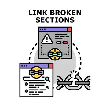 Broken link connection internet error optimization concept Stock Illustration