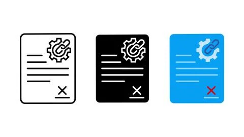 Broken link document icon set Stock Illustration