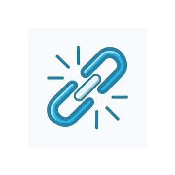 Broken link icon. Blue chain link icon, broken, disconnected, signifying in.. Stock Illustration