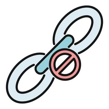 Broken link icon indicating disconnection or failure Stock Illustration