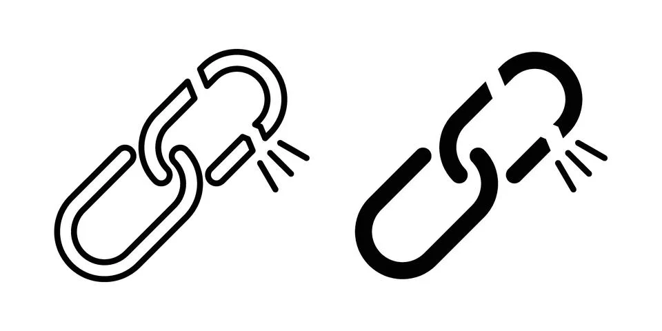 Broken link icon set, collection of vector icons Stockillustratie
