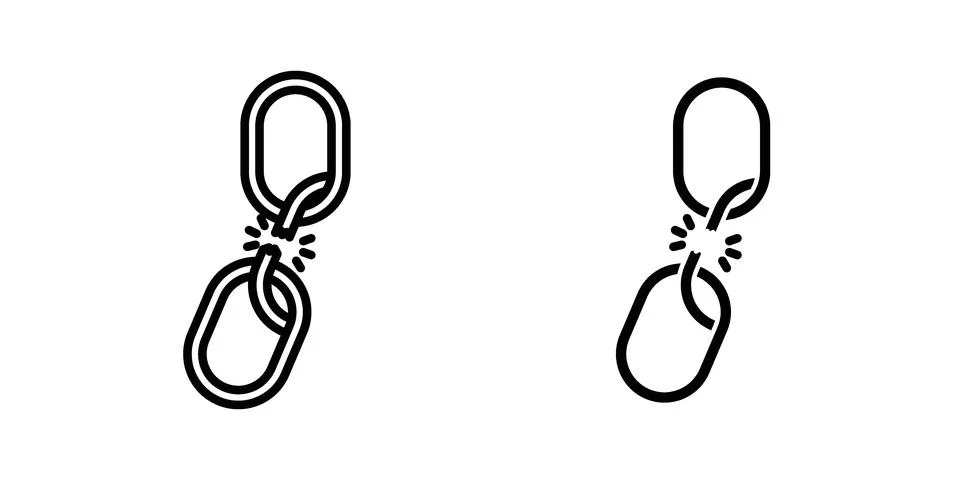 Broken link icon set modern line and solid style collection. 스톡 일러스트