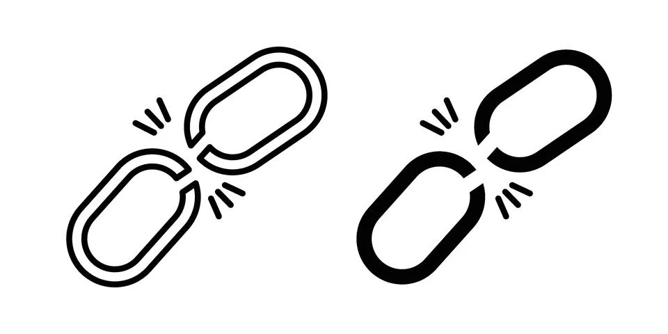 Broken link icon set. Vector EPS 10 Stockillustratie