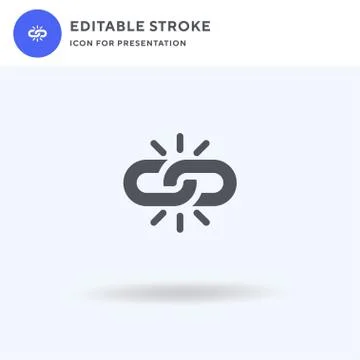 Broken Link icon vector, filled flat sign, solid pictogram isolated on white 스톡 일러스트