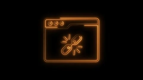 Broken link orange neon animation symbolizing website errors and technical .. Stock Footage 312448355