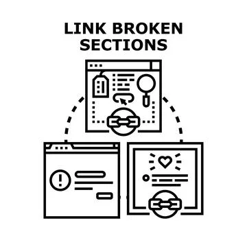 Broken links disconnecting web page sections concept イラスト素材