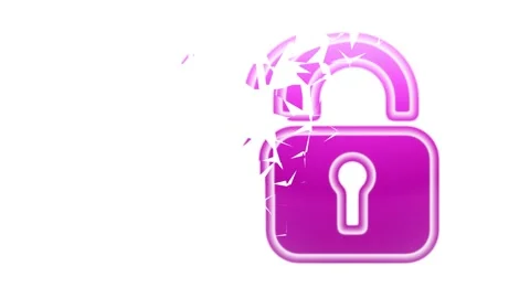 Broken lock icon isolated in white background. Stock Footage 236534231
