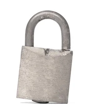 Broken lock with a white background Stock Photos