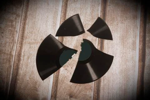 Broken long playing record Stock Photos
