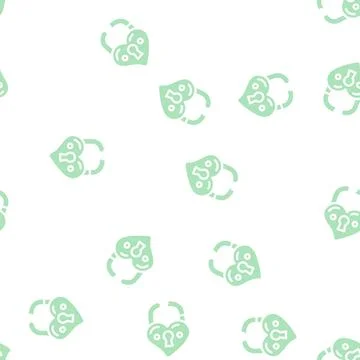 Broken love padlock glyph vector seamless pattern Ilustração Stock