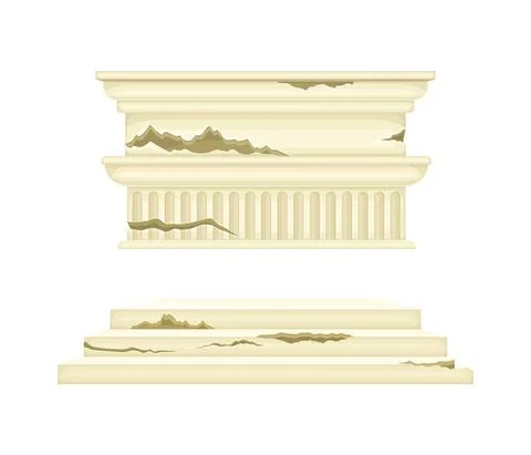 Broken Marble Pillars and Stone Column Ruins as Ancient Building Architectural Ilustración de archivo