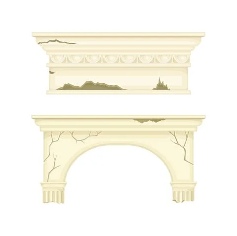 Broken Marble Pillars and Stone Column Ruins as Ancient Building Architectural Ilustración de archivo