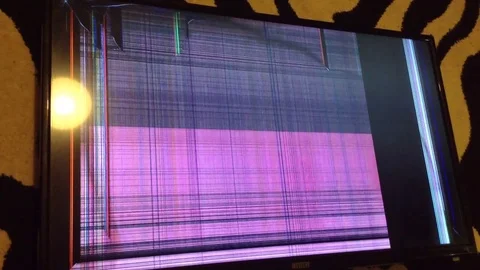 Broken Matrix Plasma TV Shimmers In Different Purple Colors Stock Footage 83285047