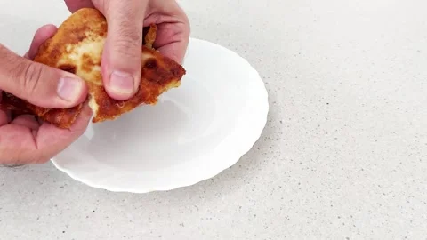 Broken Meat Pancake Close-Up- Gritty Grip Crumble Video stock 317371037