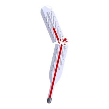Broken mercury thermometer is measuring extreme temperature Stock Illustration