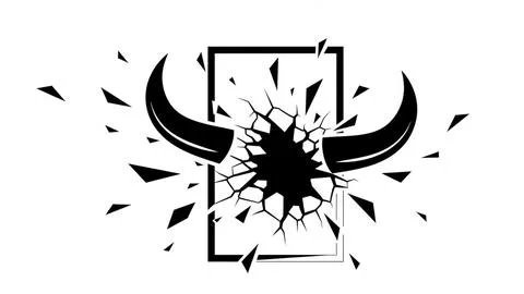 Broken mirror with horns Stock Illustration
