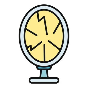 Broken mirror icon representing bad luck superstition Stock Illustration