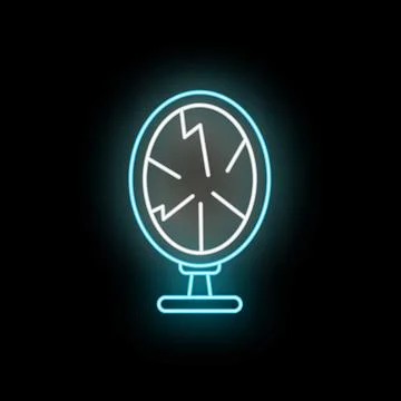Broken mirror neon light symbol of superstition Stock Illustration