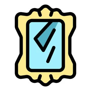 Broken mirror reflecting light in ornate gold frame Stock Illustration