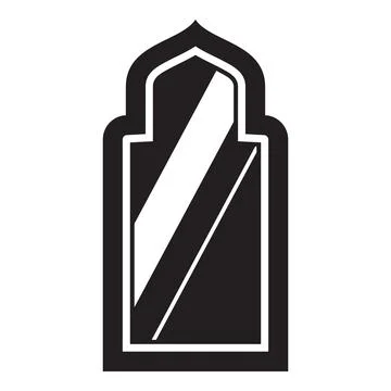 Broken mirror reflecting light in traditional arabic style frame Stock Illustration