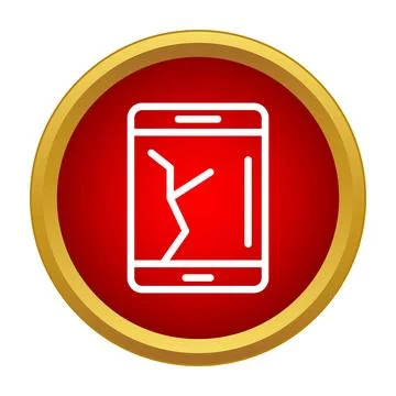 Broken mobile device screen needing repair icon Stock Illustration