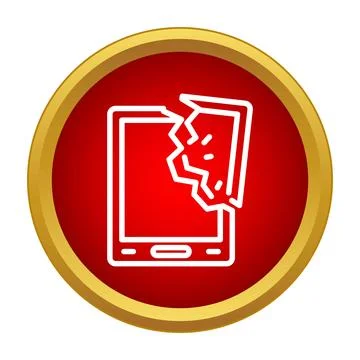 Broken mobile device screen requiring repair service icon Stock Illustration