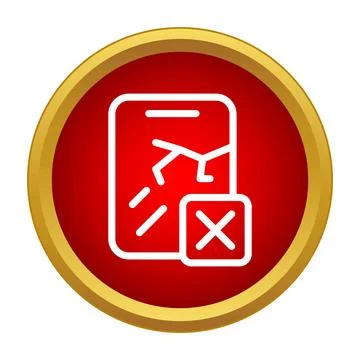 Broken mobile phone screen with cross symbol Stock Illustration