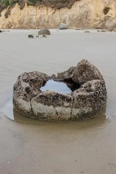 Broken moeraki boulder Stock Photos
