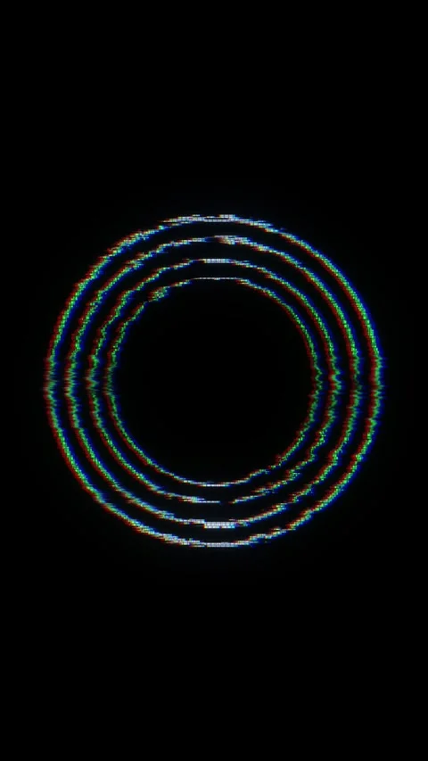Broken neon circle interface space flickering arc rings, chromatic color shift Stock Footage 333859383