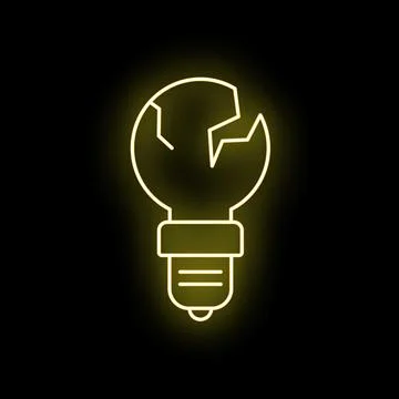 Broken neon light bulb icon showing creative block Ilustração Stock