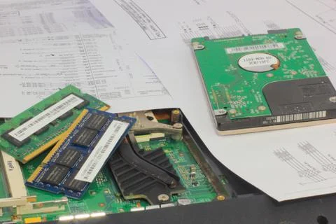 Broken notebook Stock-Fotos