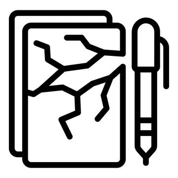 Broken notepad icon outline vector. Work simulation 스톡 일러스트