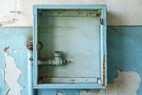 Broken of the old fire hose cabinet Stock Photos