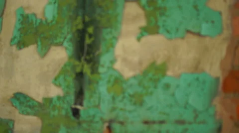 A broken Old Green paint on the wall 스톡 동영상 57324123