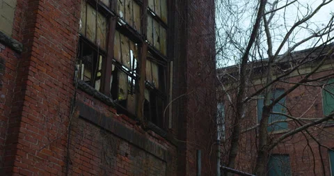 Broken old mill windows in the rain 動画素材 239341051