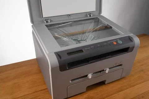 The Broken old office printer and scanner Stock Photos
