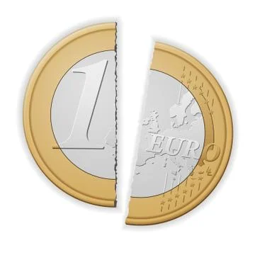 Broken one euro Stock Illustration