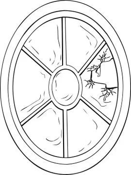 Broken Oval Shaped Window Stock Illustration