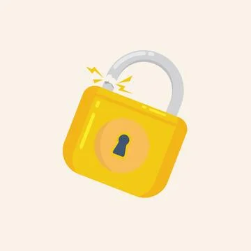 Broken padlock vector element concept design template Stock Illustration