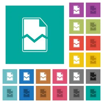Broken page square flat multi colored icons Stock Illustration