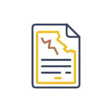Broken paper with crack and lines on white background Stock Illustration